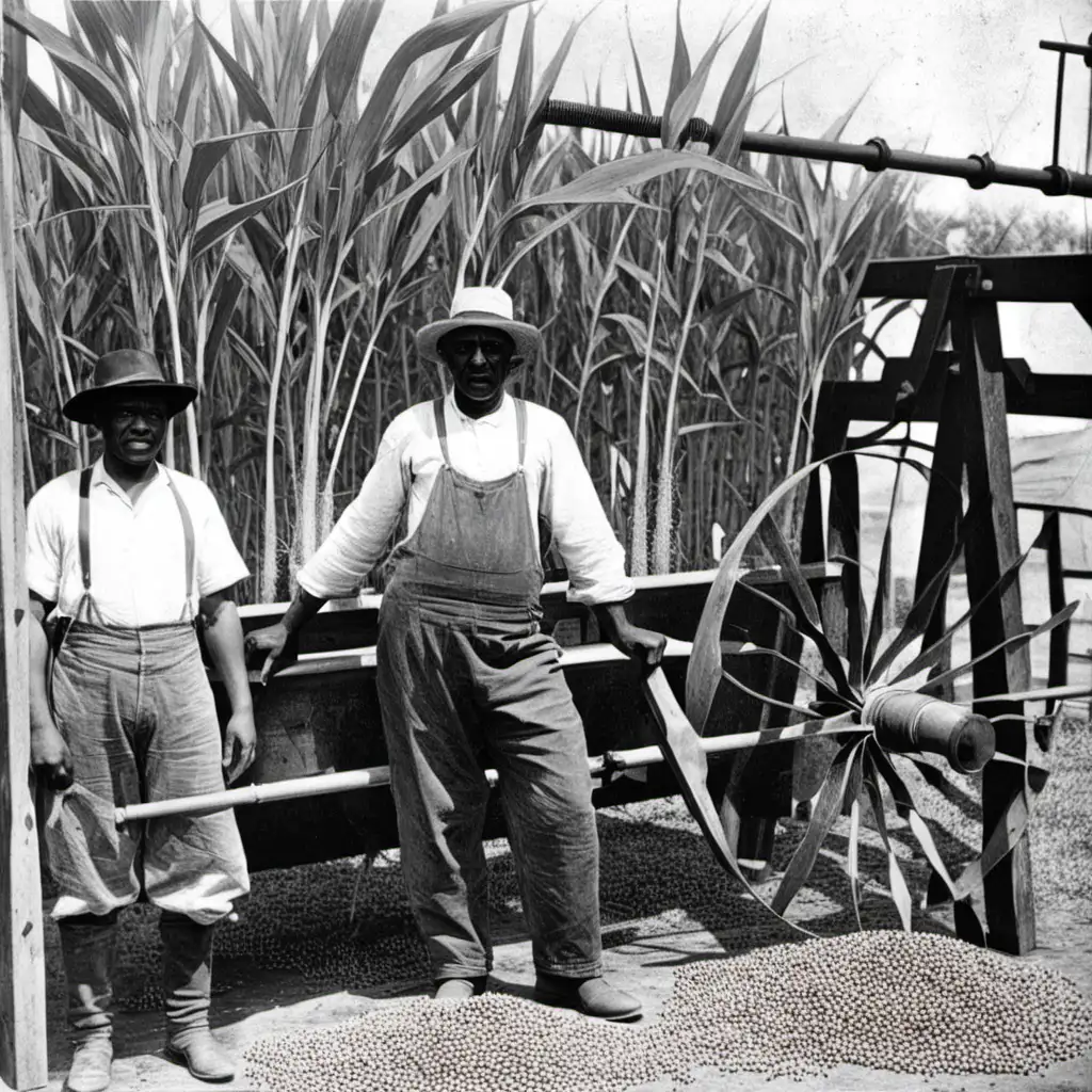 African American Man Operating a Sorghum Mill in 1910