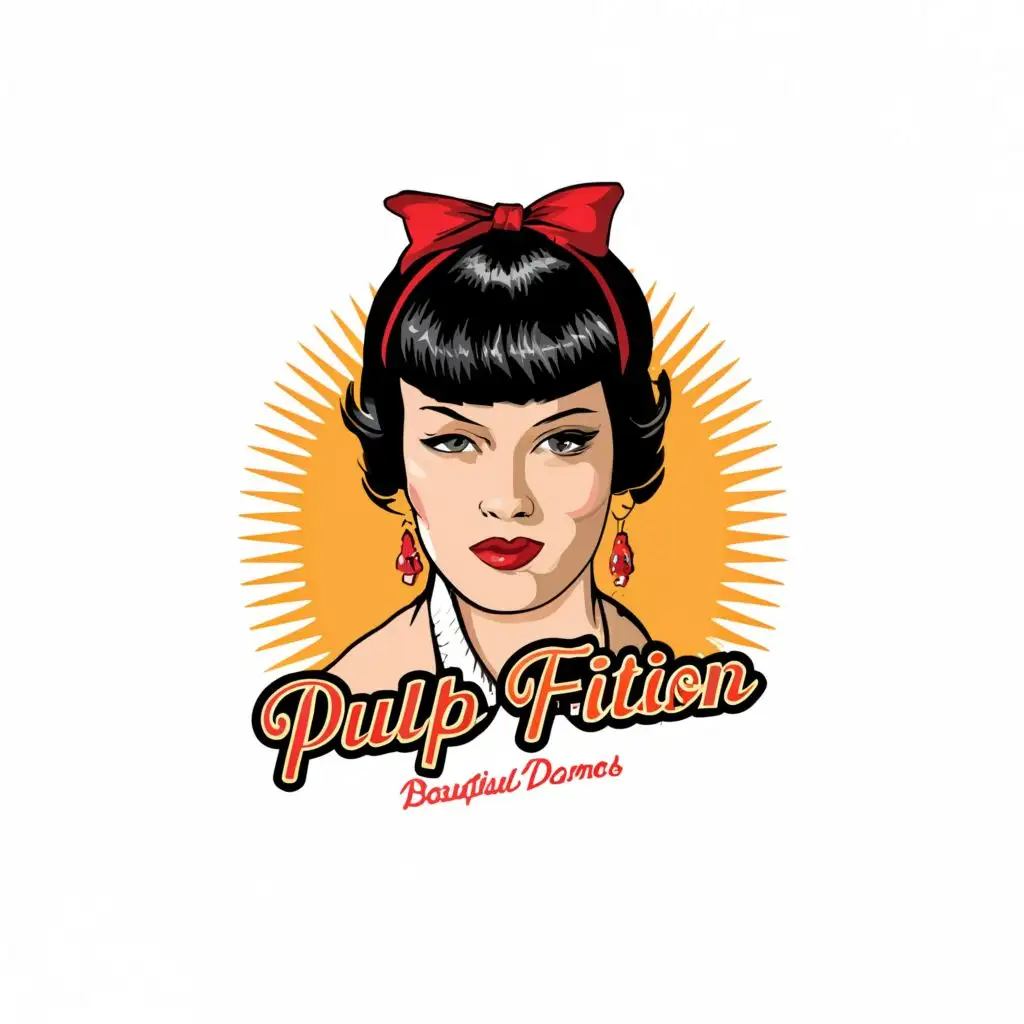 logo vector 1950s pulp fiction beautiful dames white background , no words, Contour, Vector, White Background, ultra  Detailed image , ultra sharp outlined image, no jagged edges, no words, vibrant colors, typography, with the text "."