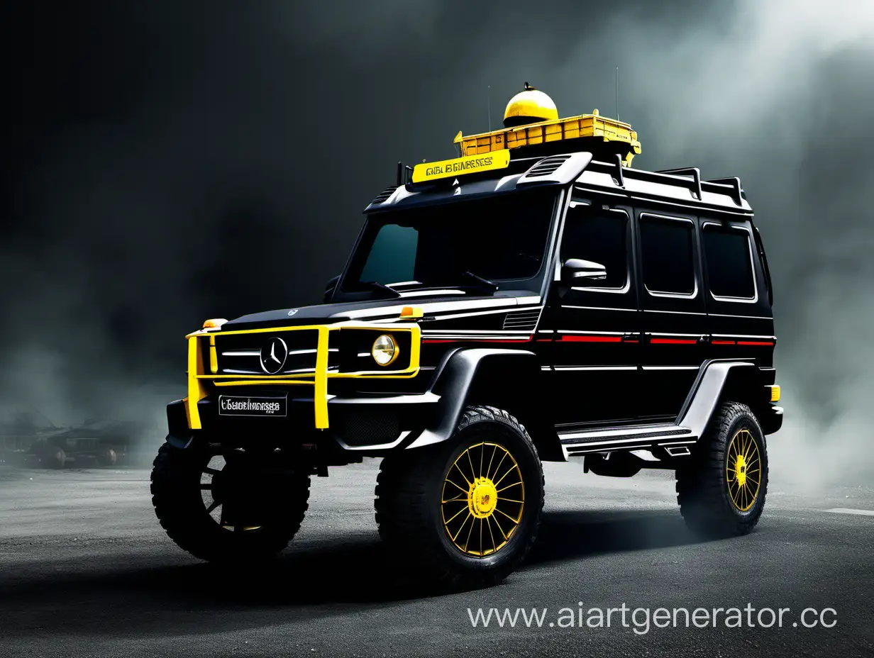 Russian-Power-Black-Mercedes-Gelendewagen-Emerges-from-Darkness-with-Yellow-and-Red-Accents