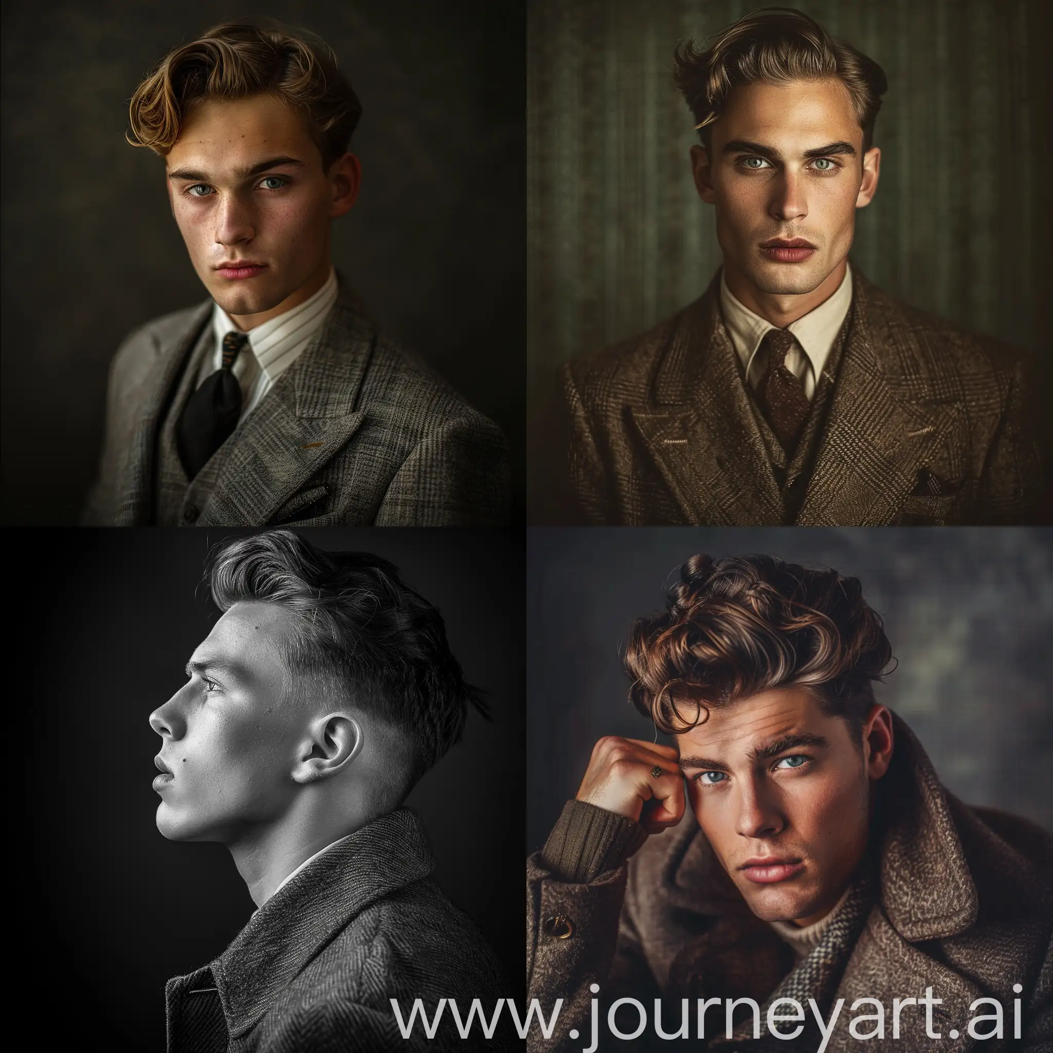Hyper-realistic photography a 20 y.o english man in retro style 1940, old Hollywood luxury glamour