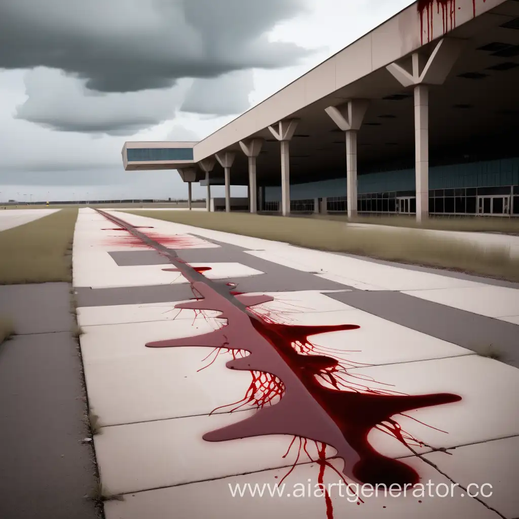 Локация заброшенный Аэропорт с кровью снаружи на улице