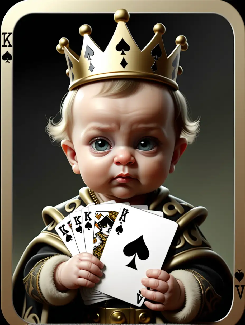 adorable baby as king of spades playing card