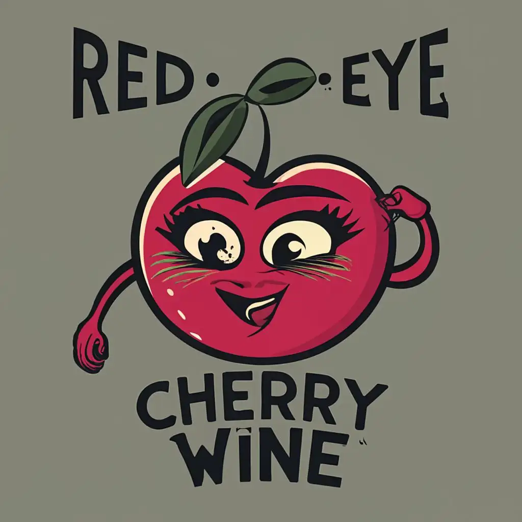 logo, Cherry wine, red eyes, Arkansas, black owned business , with the text "Red-Eye Cherry-Wine", typography, be used in Restaurant industry