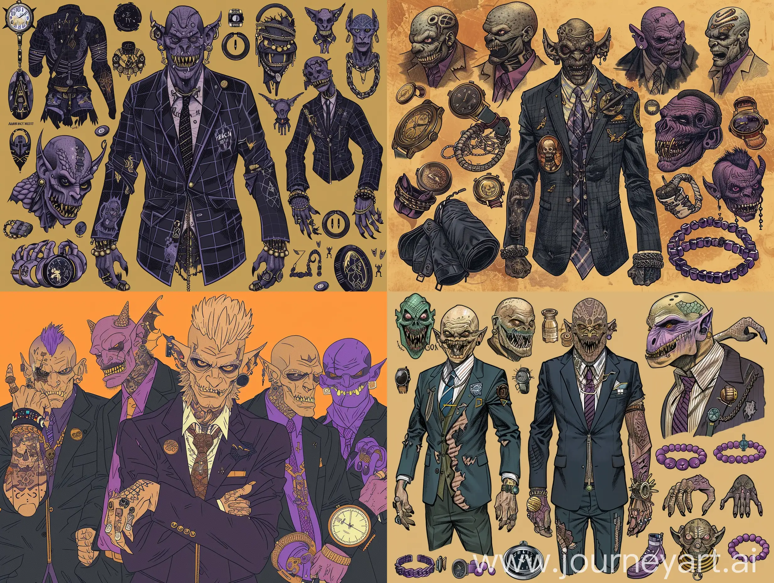 Gothic-Style-Monster-Concept-Art-Group-of-Characters-in-Business-Suits