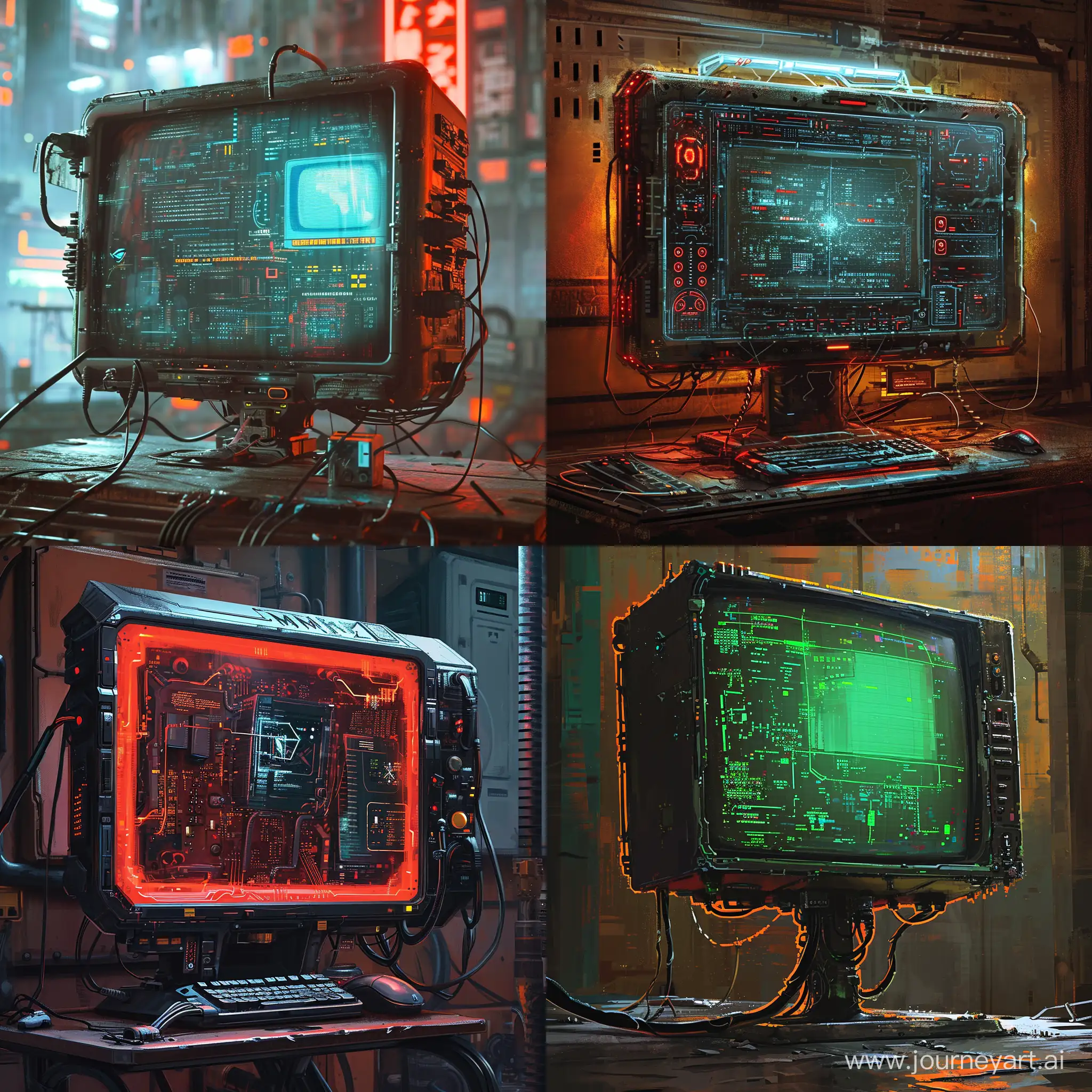 Dystopian-Biopunk-Nanopunk-Art-Futuristic-PC-Monitor-in-Postcyberpunk-Setting