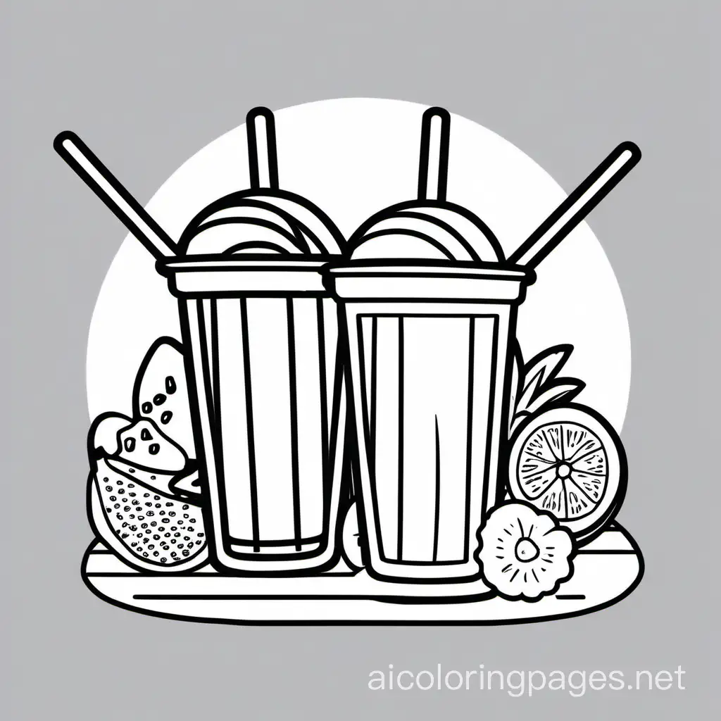 Create a bold and clean line drawing  a Smoothie Popsicles.  without any background, Coloring Page, black and white, line art, white background, Simplicity, Ample White Space. The background of the coloring page is plain white to make it easy for young children to color within the lines. The outlines of all the subjects are easy to distinguish, making it simple for kids to color without too much difficulty