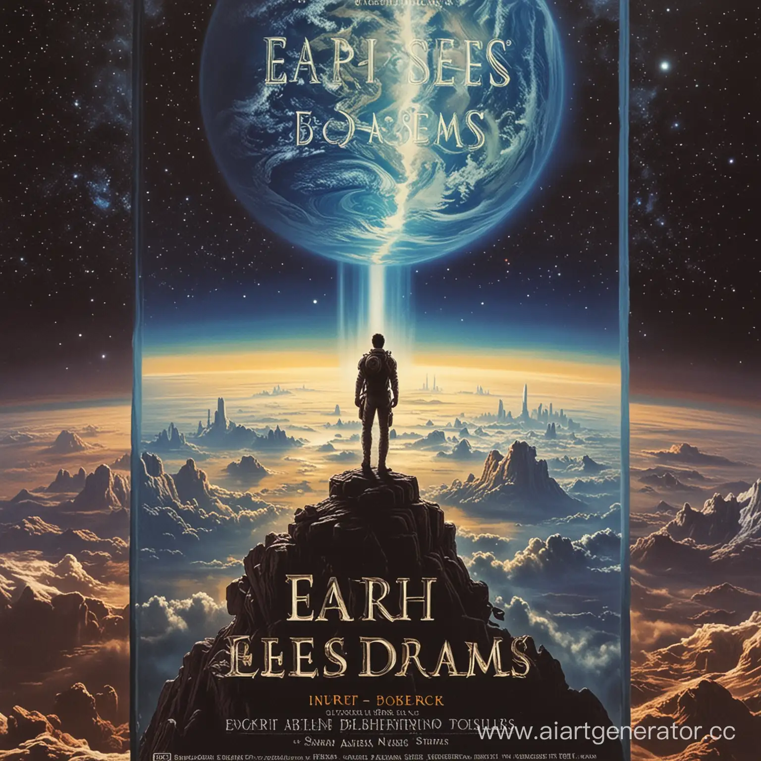Книга, название "Земля видит сны", постер, фантастика, романтика 