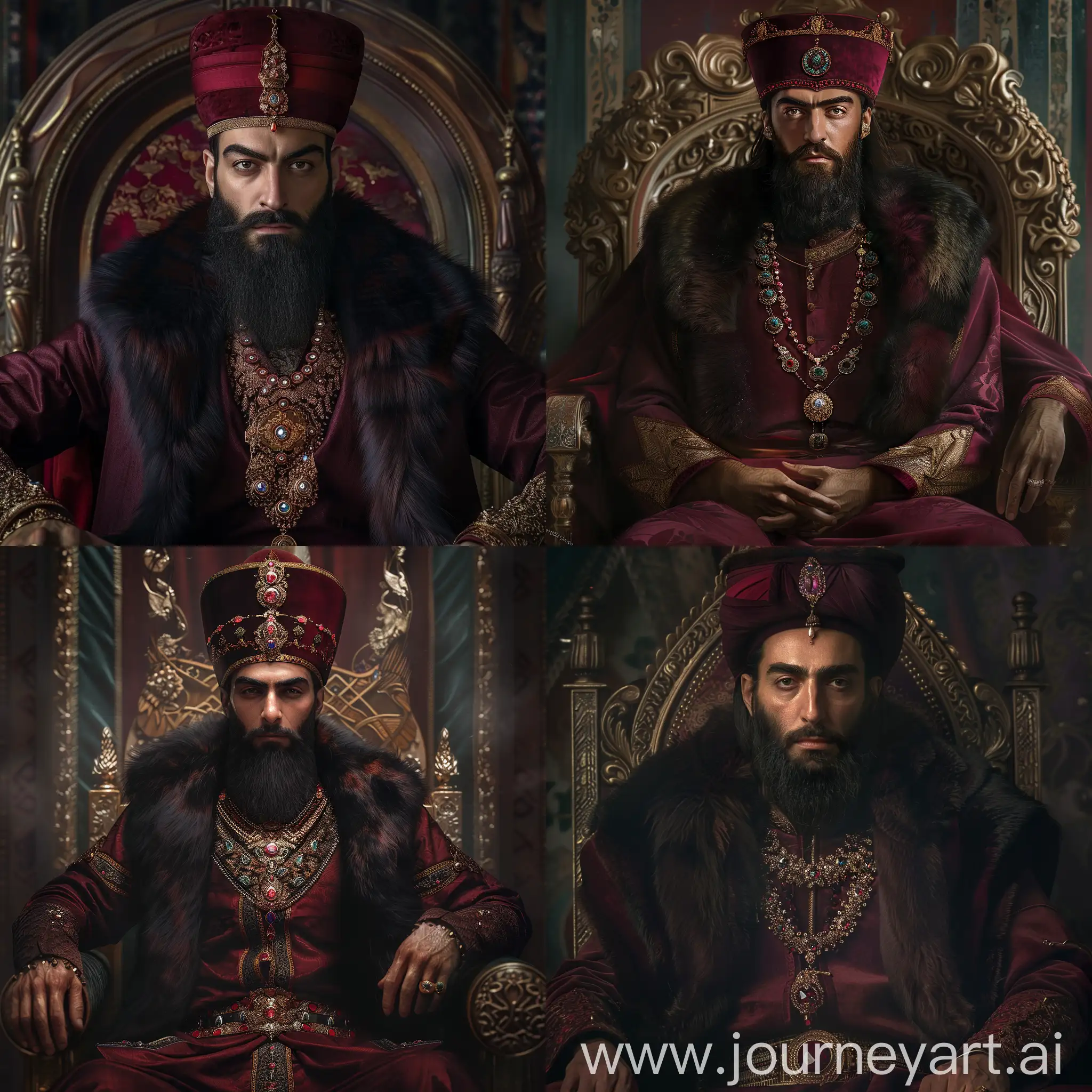Nader-Shah-Afsharid-Ruler-Sitting-Boldly-on-a-Luxurious-Throne