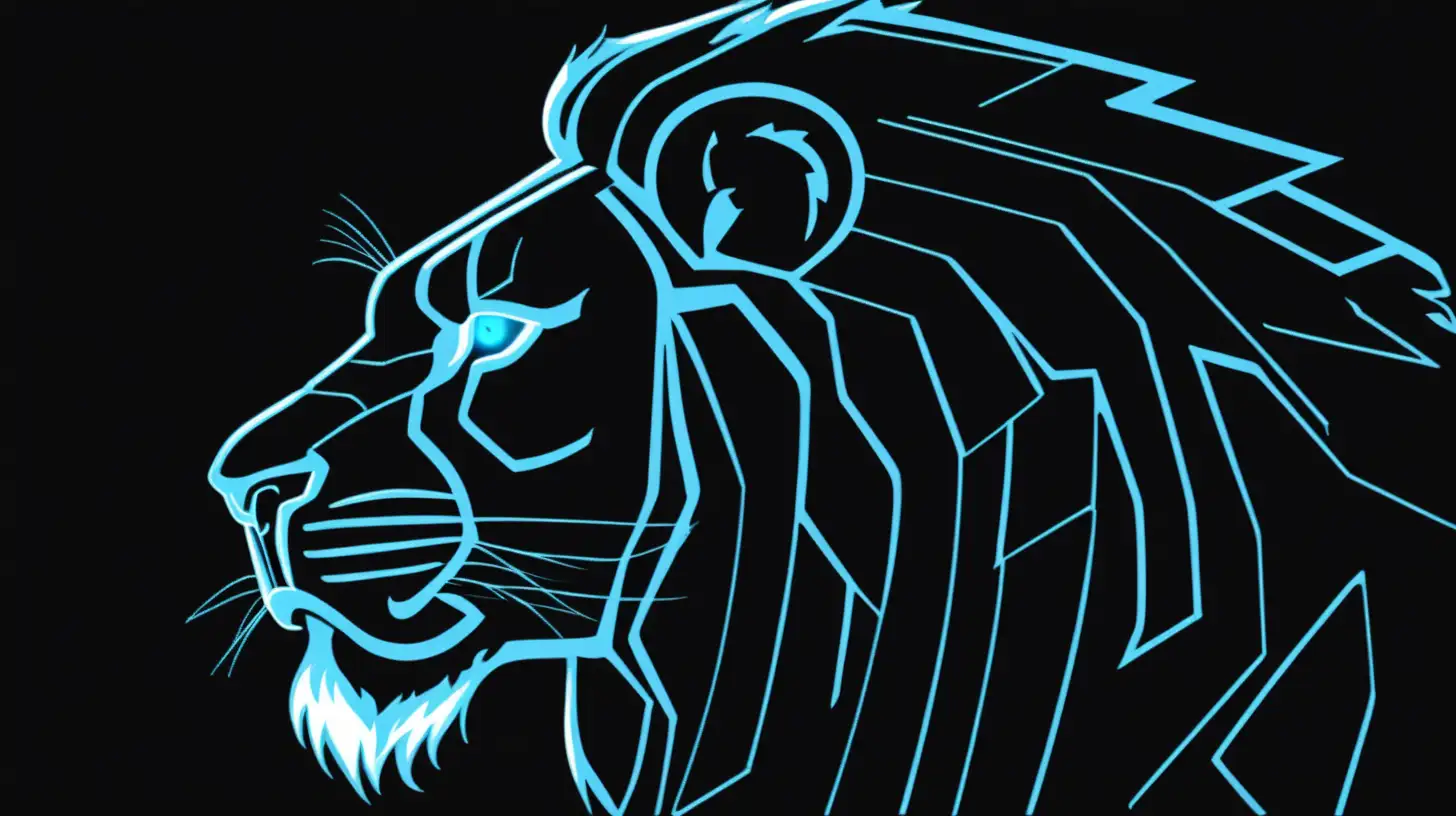 Futuristic Lions in TronInspired Black Background