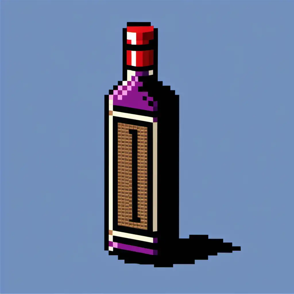Liquorice Liqueur Bottle Pixel Art Retro Style Vintage Drink Illustration