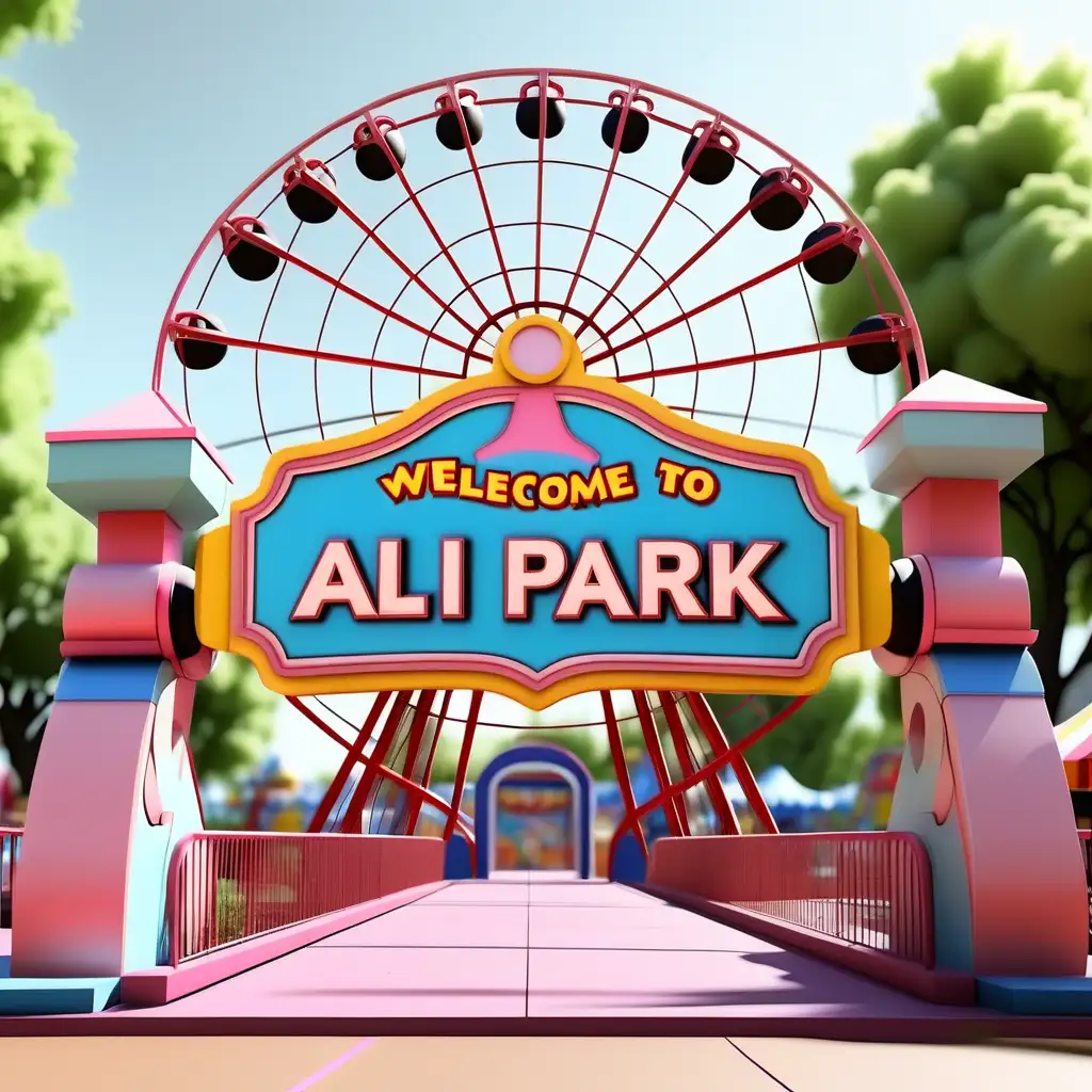 Colorful Welcome to AI Park Amusement Park Sign