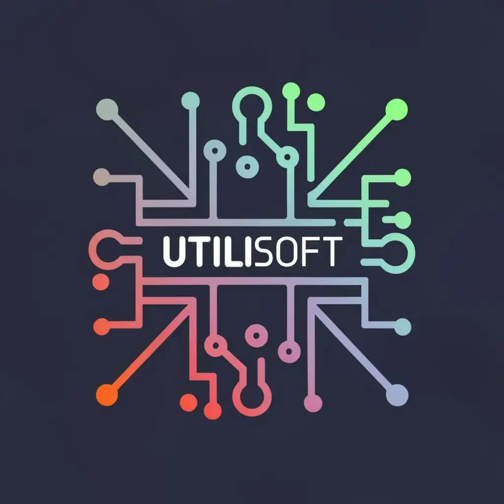 logo, a chip, with the text "UTILISOFT", typography, be used in Technology industry