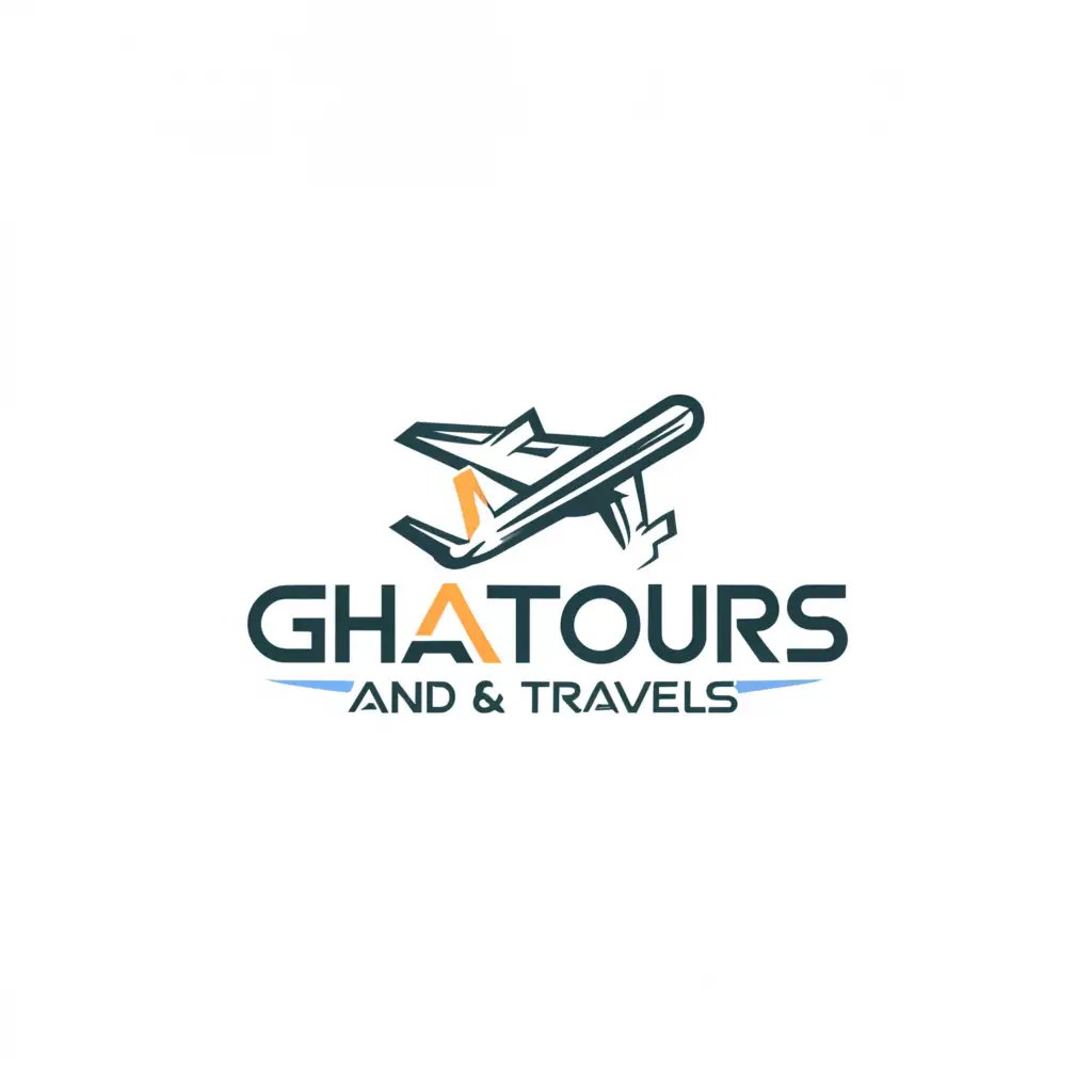 a logo design,with the text "GHAT Tours and Travels", main symbol:Airplane,Moderate,clear background