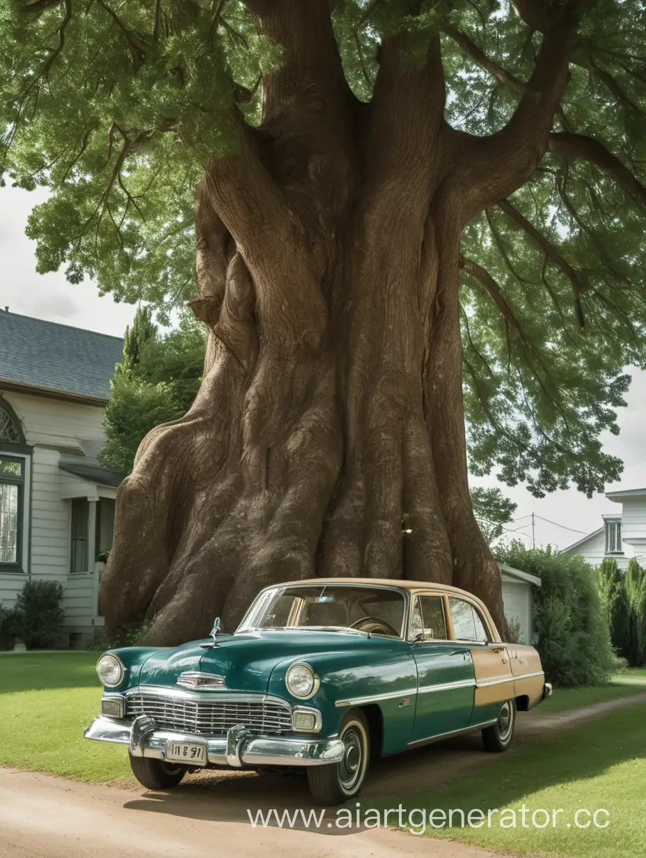 Rustic-Homestead-with-Vintage-Car-and-Majestic-Tree