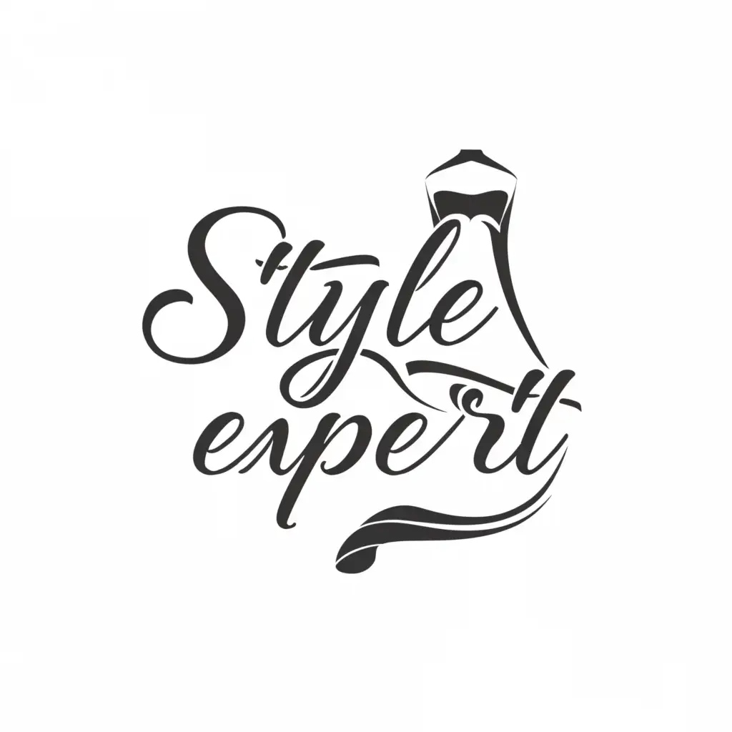 a logo design,with the text "style expert", main symbol:female dress, female shoe, wedding, outfit,Minimalistic,be used in Retail industry,clear background
