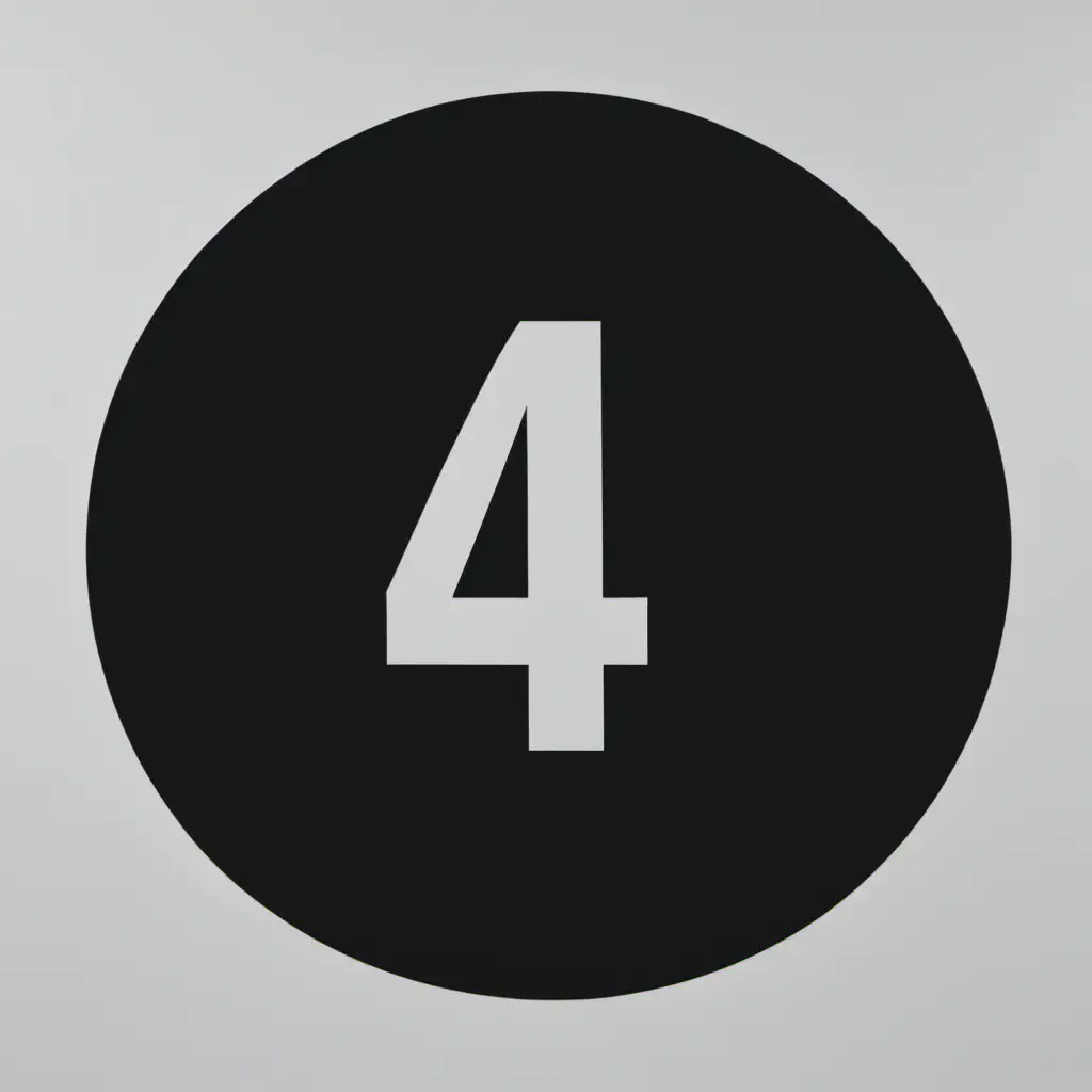 Black Circle Encompassing the Number 4