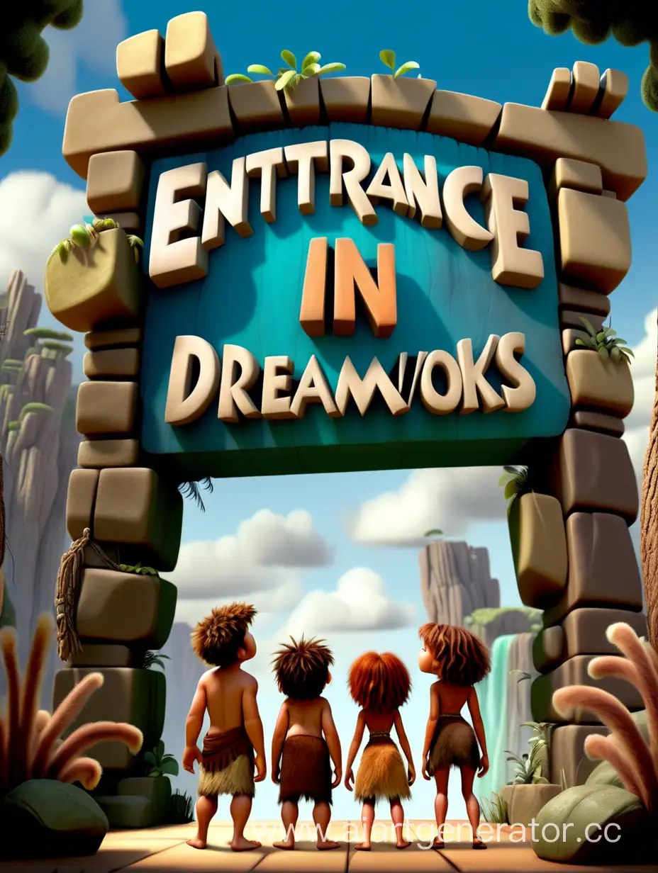 Curious-Crood-Kids-Admiring-DreamWorksInspired-ENTRANCE-Sign