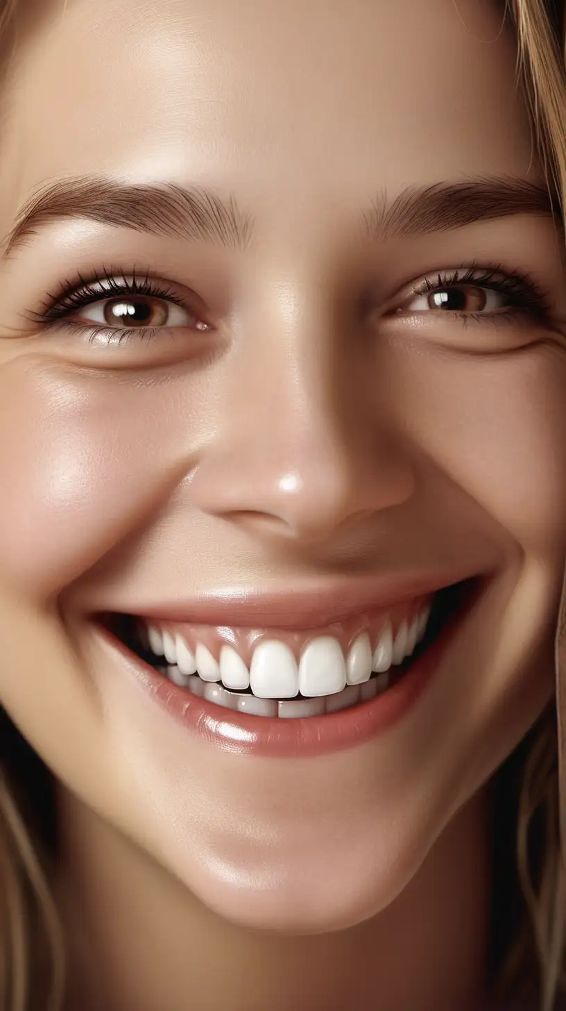 Joyful Woman with Radiant Smile Realistic CloseUp Portrait