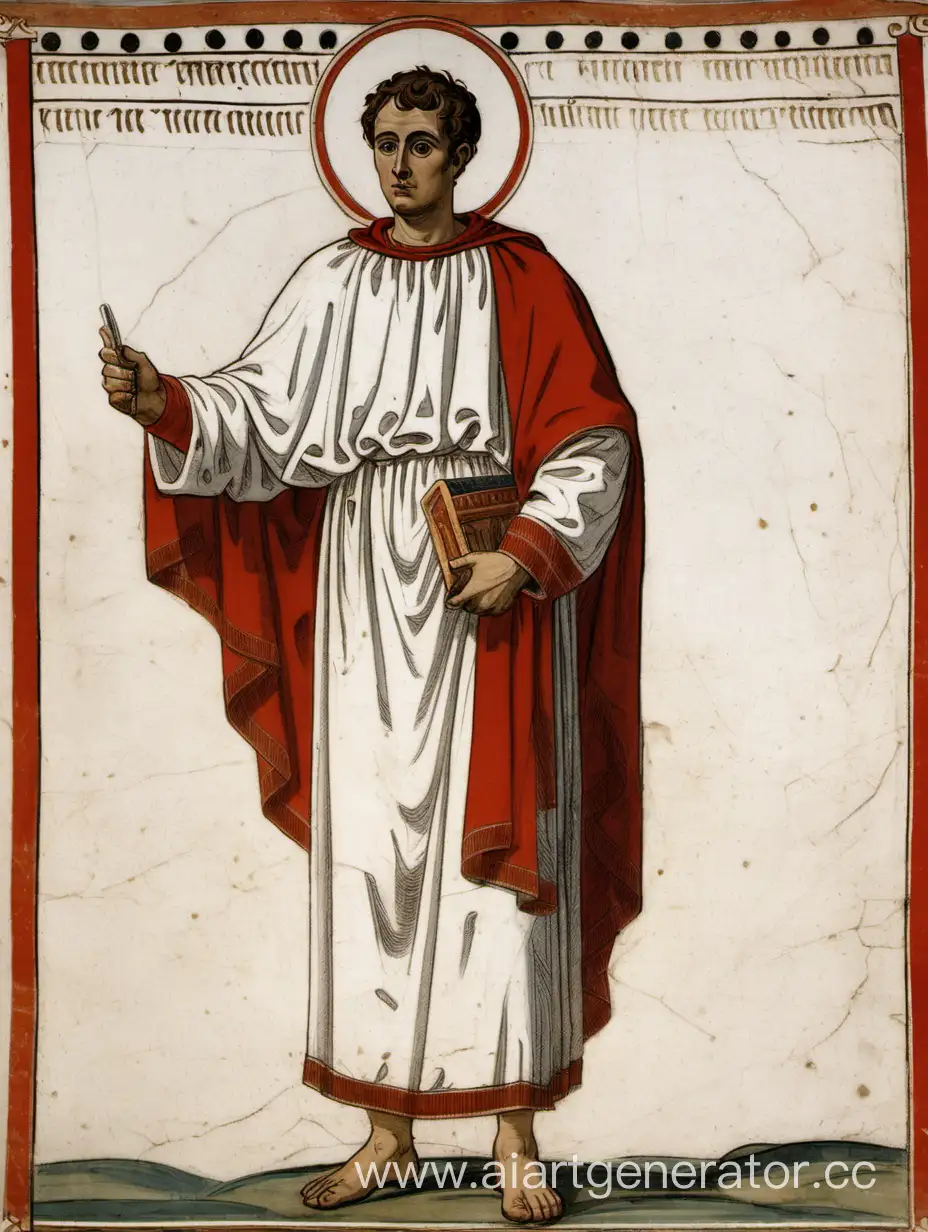 FirstCentury-Orator-in-White-Poncho-with-Red-Border-Delivering-Speech