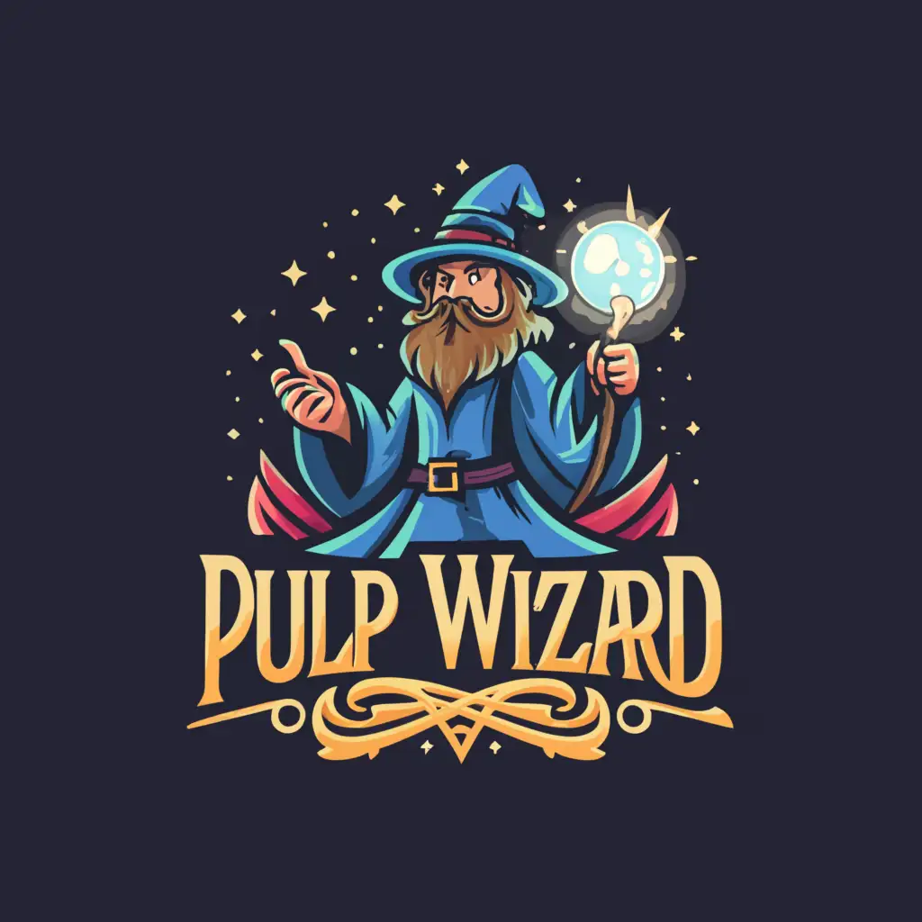 a logo design,with the text 'Pulp Wizard', main symbol:wizard,Moderate,clear background
