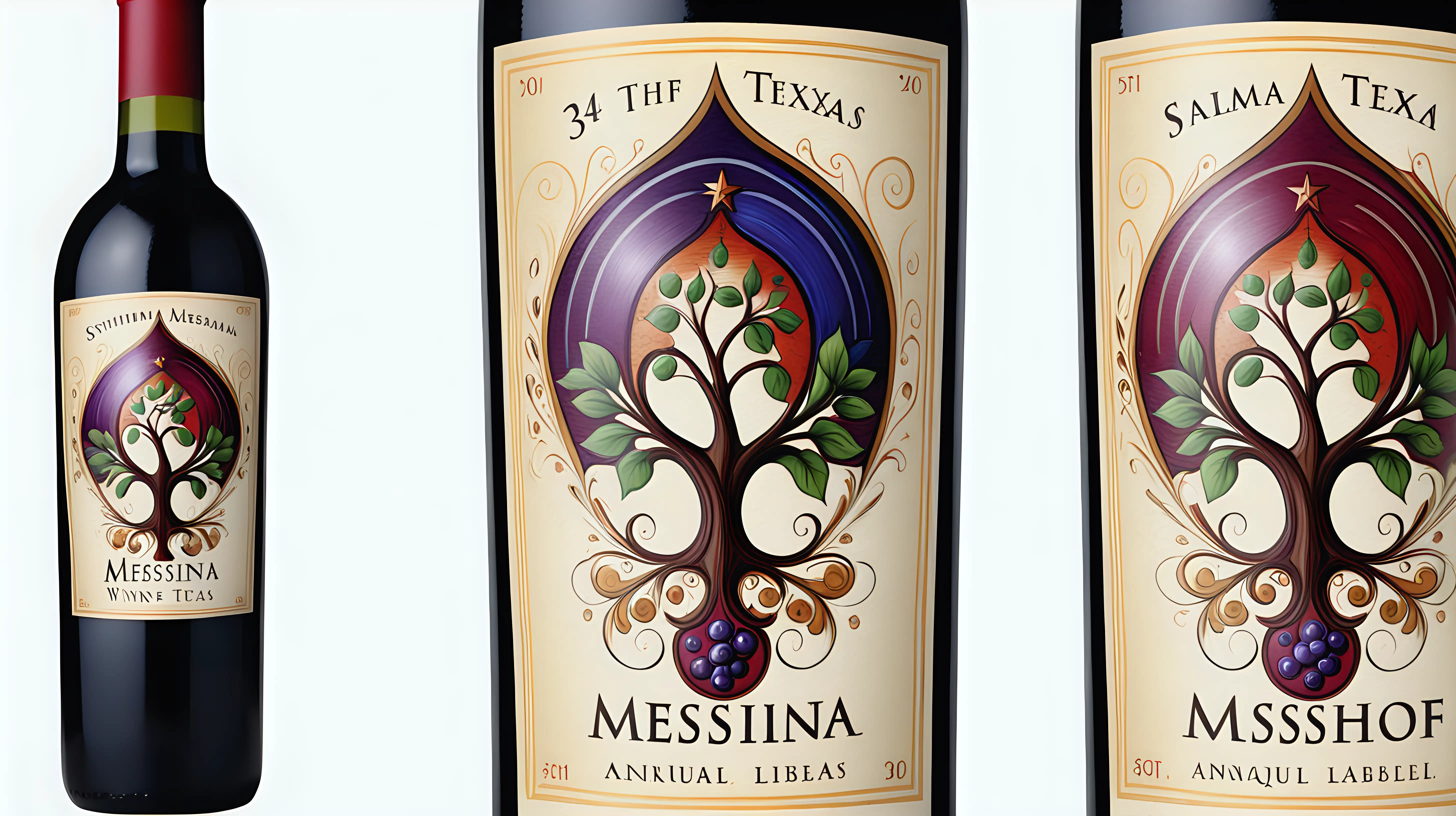 Symmetrical Harmony Wine Label for The 34th Annual Messina Hof Texas Artist Competition