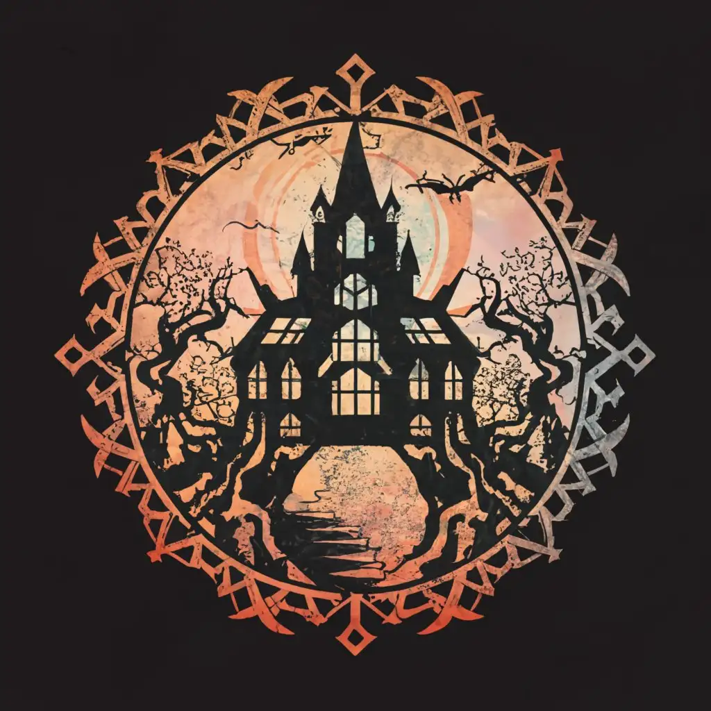 LOGO-Design-For-Dressed-In-Decay-Haunted-House-Sacred-Geometry-Concept-on-a-Clear-Background