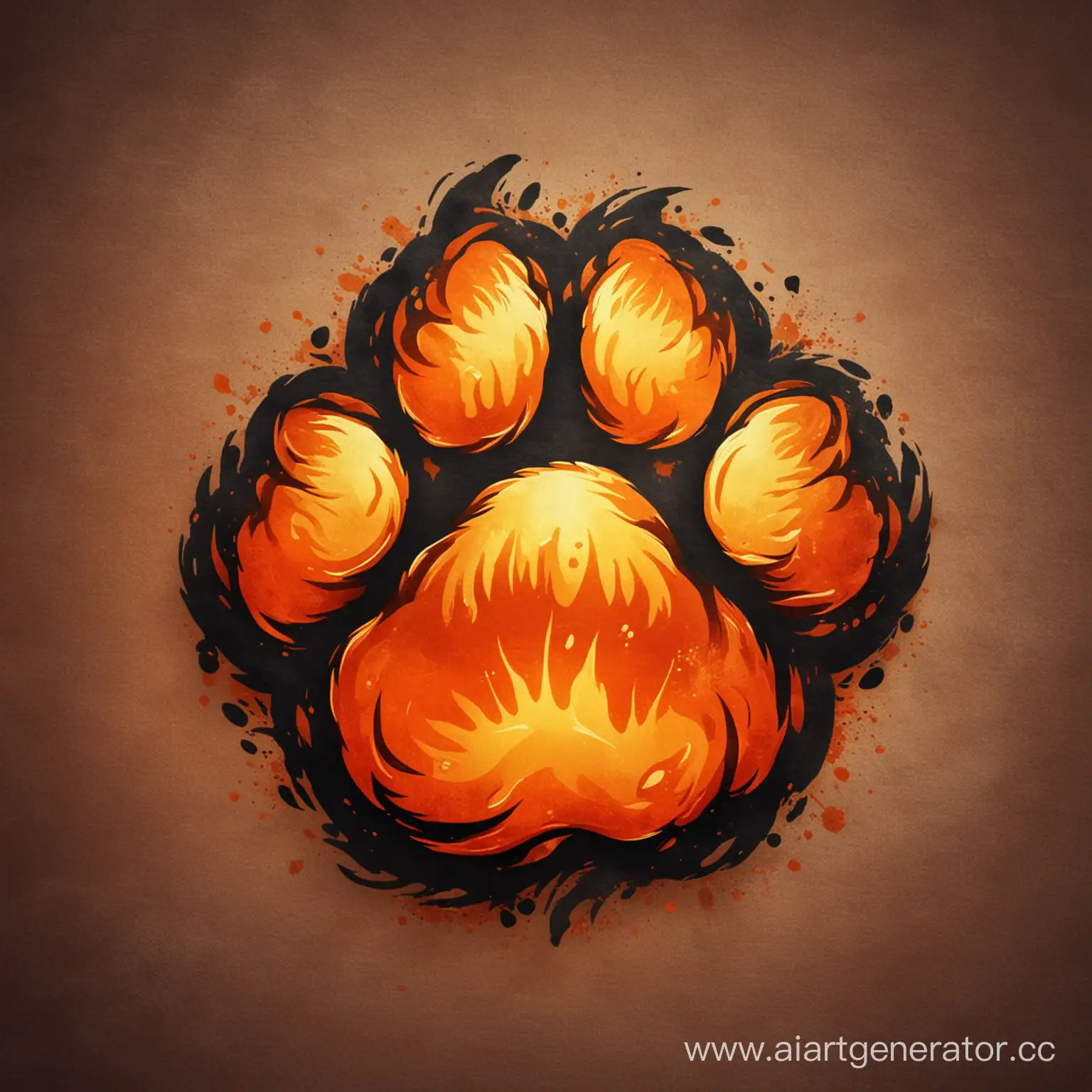 Fiery-Cat-Paw-Logo-Art-Abstract-Feline-Symbol-in-Dynamic-Blaze
