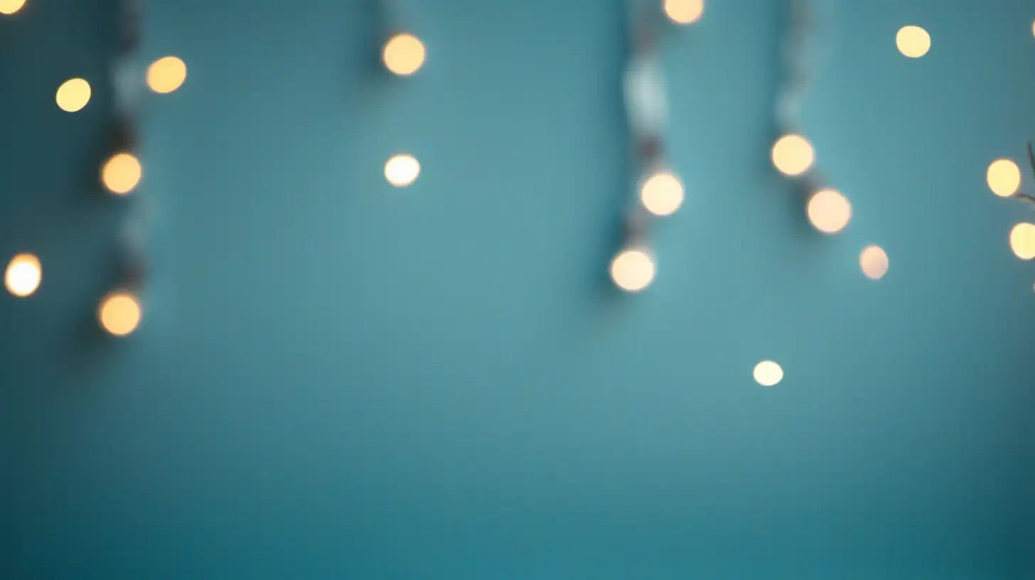 Tranquil Blue Background Adorned with Delicate Fairy Lights