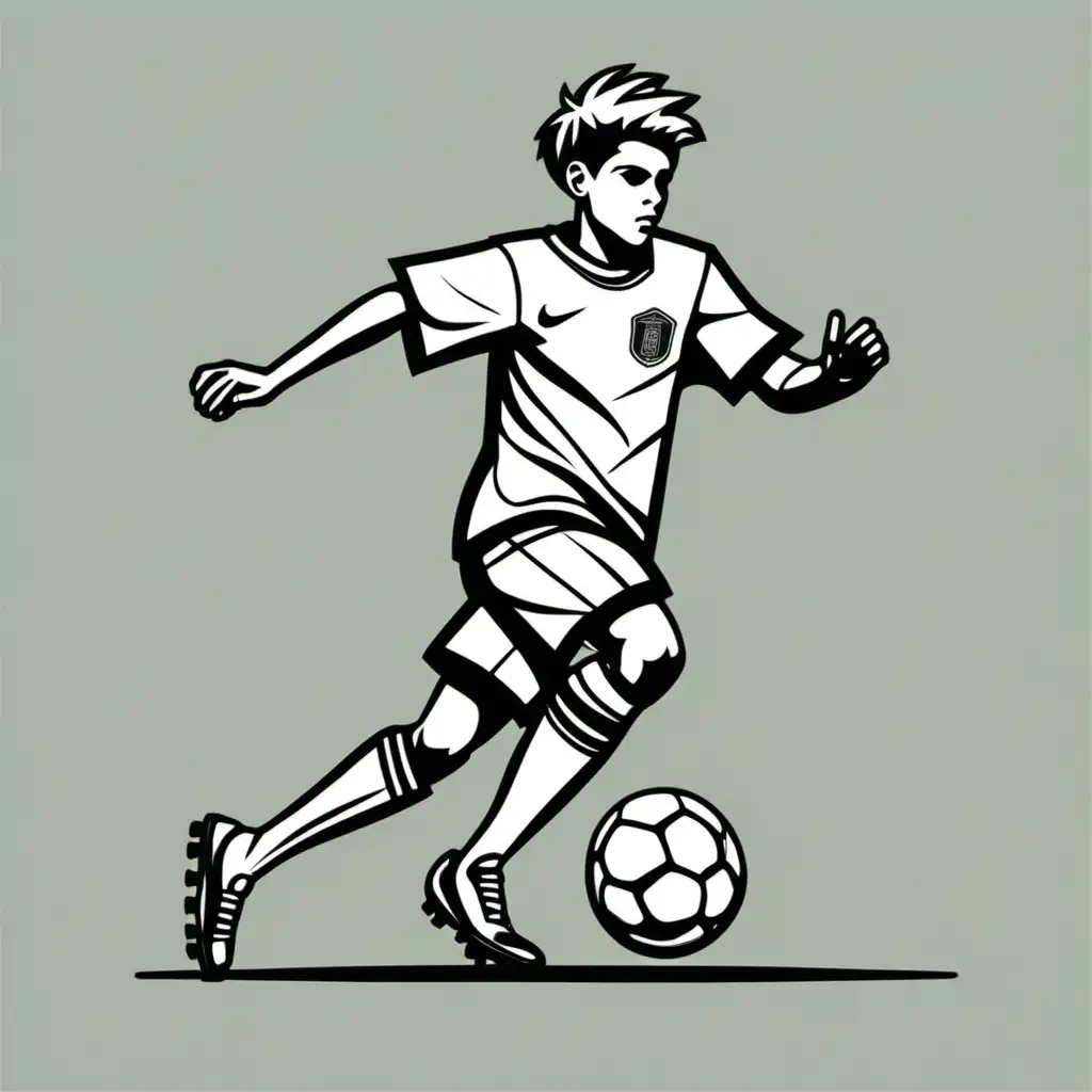 Dynamic Teenage Soccer Player with Bold Outline
