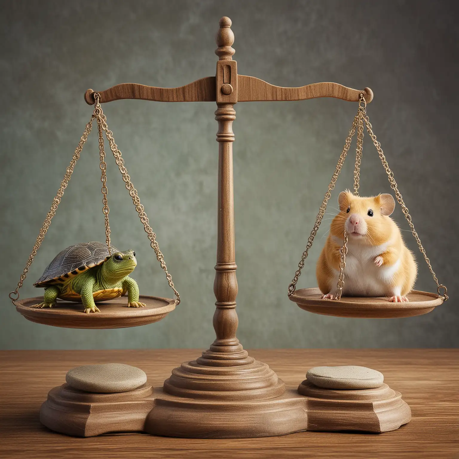Symbolic Scales of Justice Turtle vs Hamster
