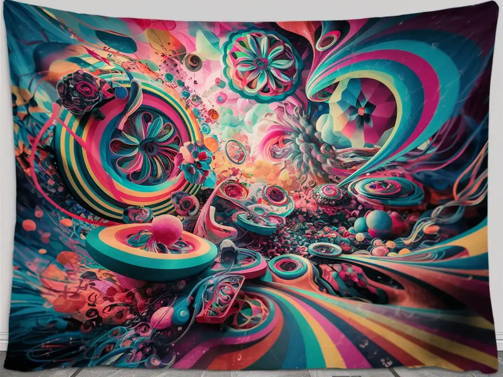 Colorful Psychedelic Trippy Tapestry Art