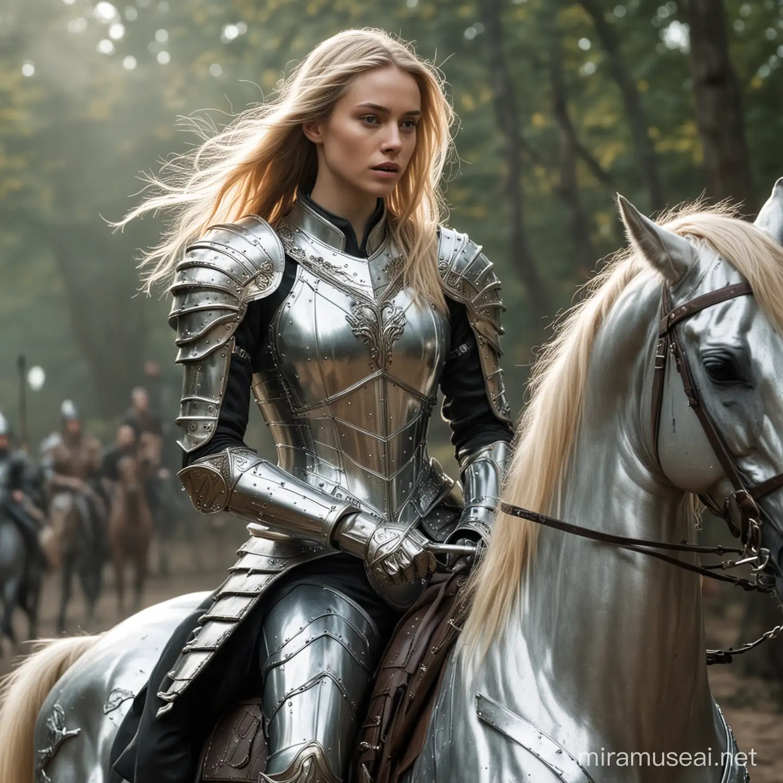 Brave Blonde Knight on Armored Steed Succumbs to Fatal Arrow Wound