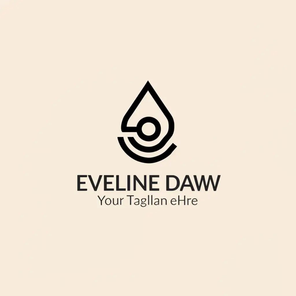 a logo design,with the text "Eveline Daw", main symbol:raven inside water droplet drawing a line with Philosopher font,Minimalistic,be used in Internet industry,clear background