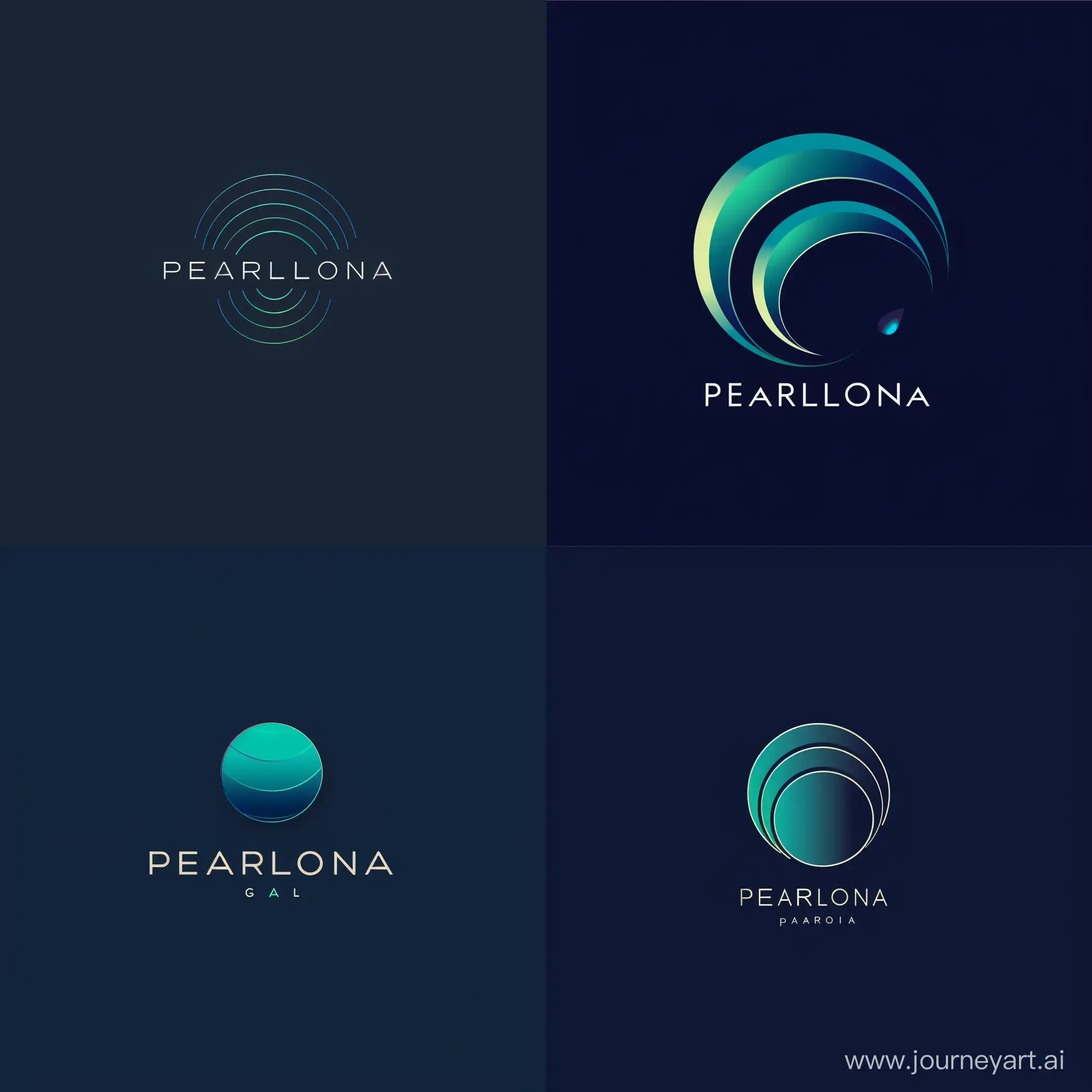 abstract logo for beauty shop, minimal, viridescent and navy, simple, flat2d, text "pearlona" --v 6.0 --style raw