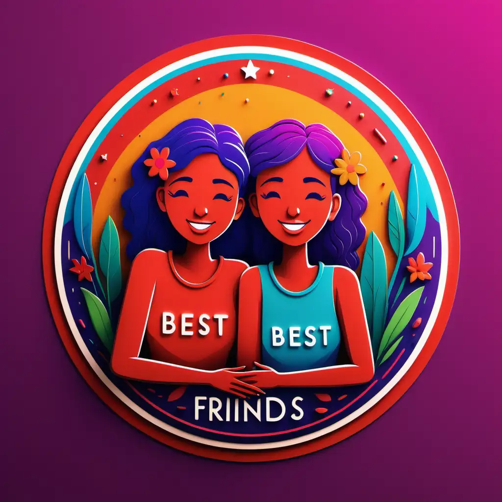 A vibrant design depicting best friends. --v 5