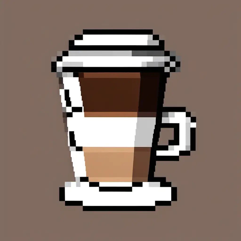 Pixel Art of Coffee Mug on Cozy Knitted Table