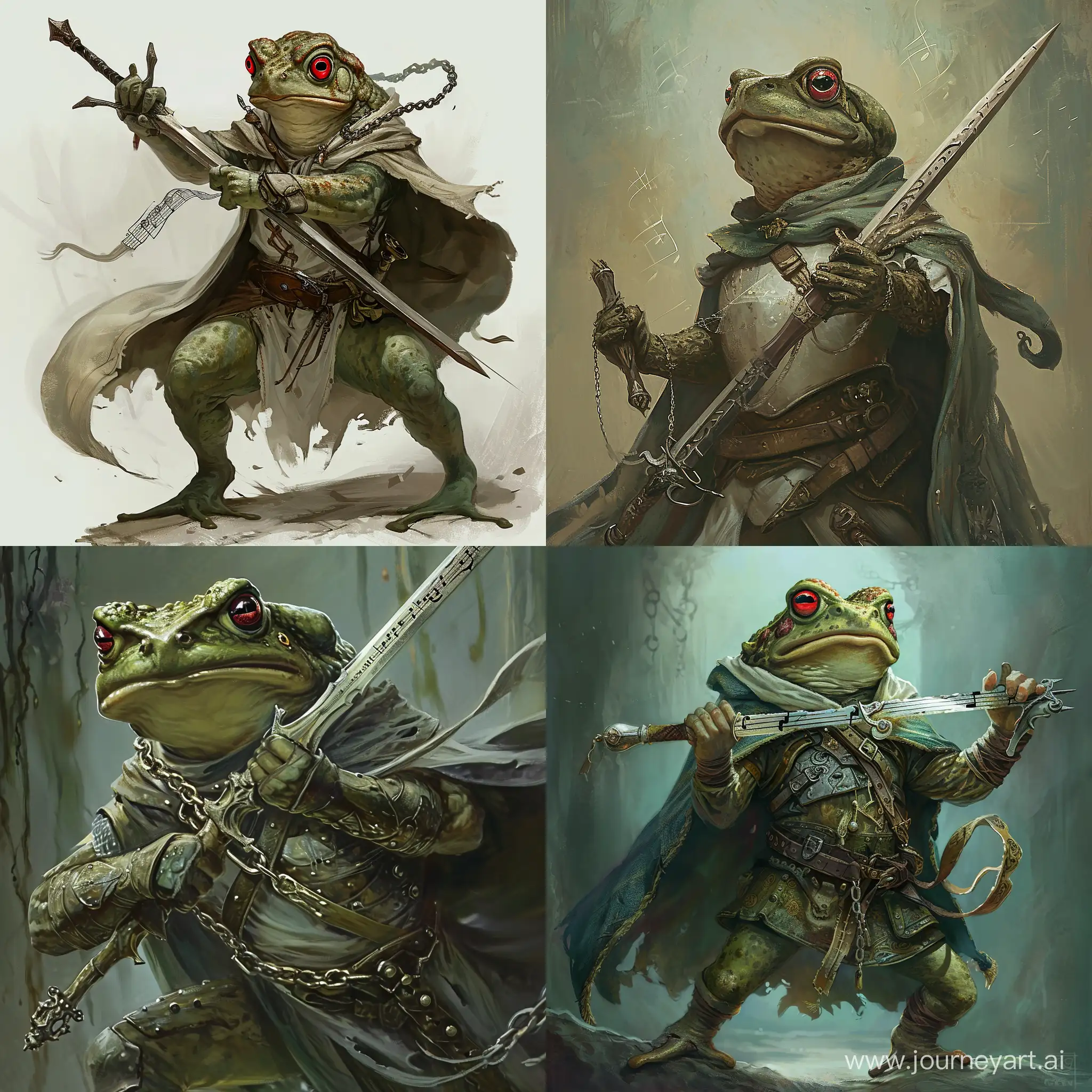 Enchanting-Toad-Bard-with-Extended-Rapier-in-Musical-Combat