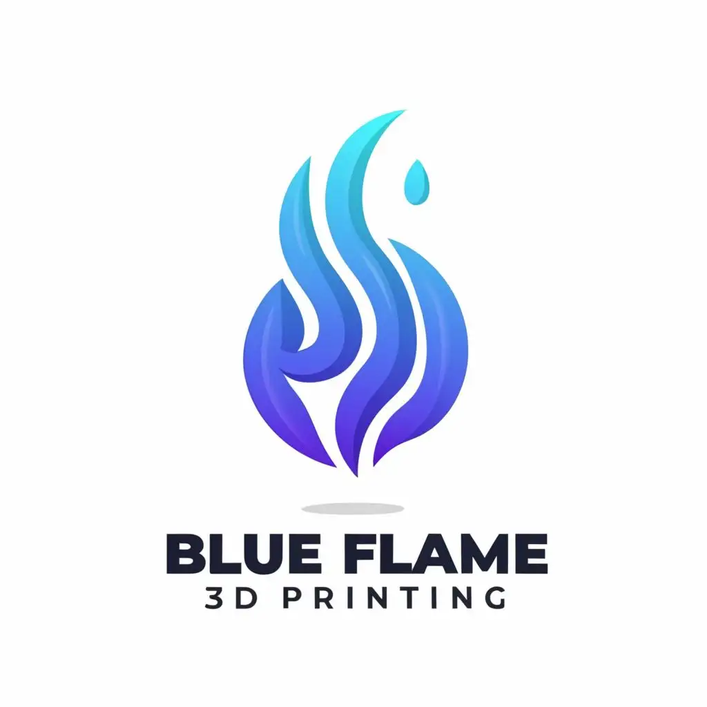 a logo design,with the text "Blue Flame 3D Printing", main symbol:Blue Flame,Moderate,clear background