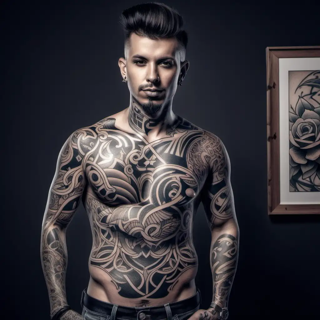 Tattooed Tattoo Artist Crafting Intricate Ink Creations