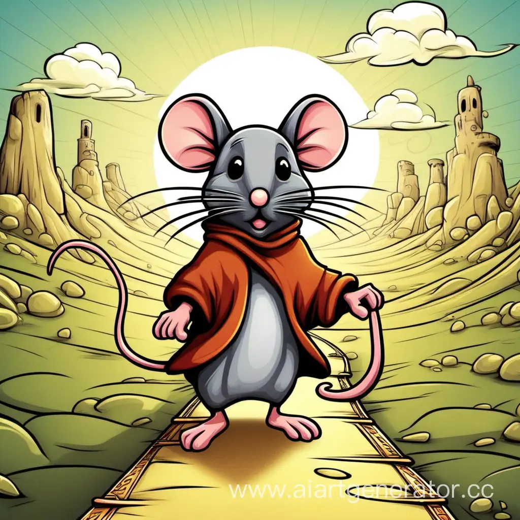 Cartoonish-Mouse-Embarking-on-a-Whimsical-Journey