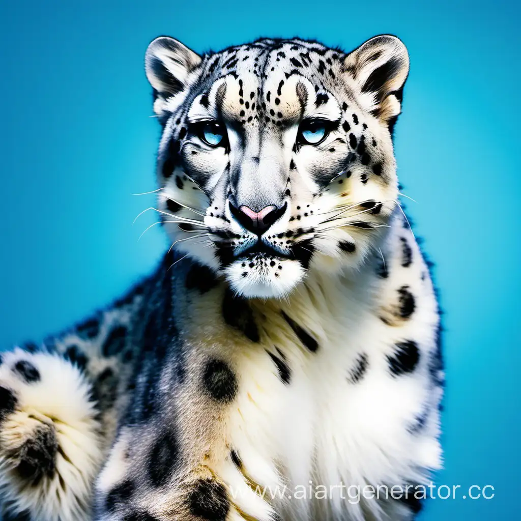 Snow Leopard on a blue background