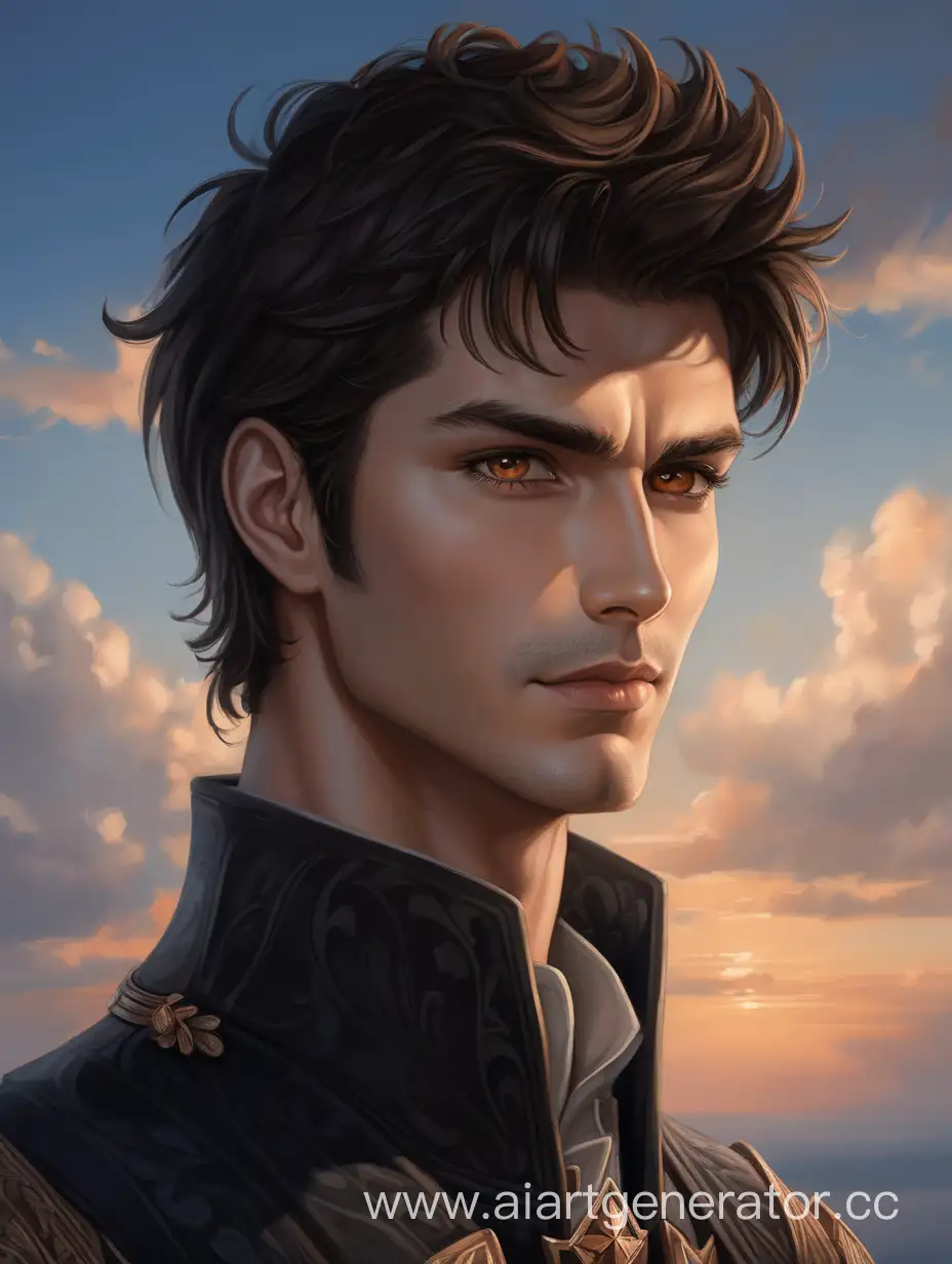 DarkHaired-Man-Gazing-into-the-Infinite-Sky