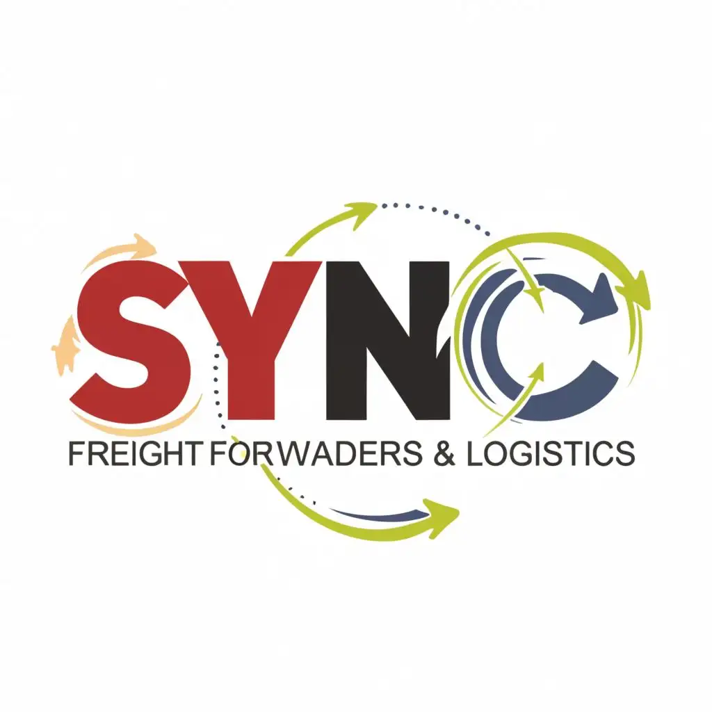 LOGO-Design-For-SYNC-Freight-Forwarders-Logistics-Professional-Typography-with-Synchronized-Elements