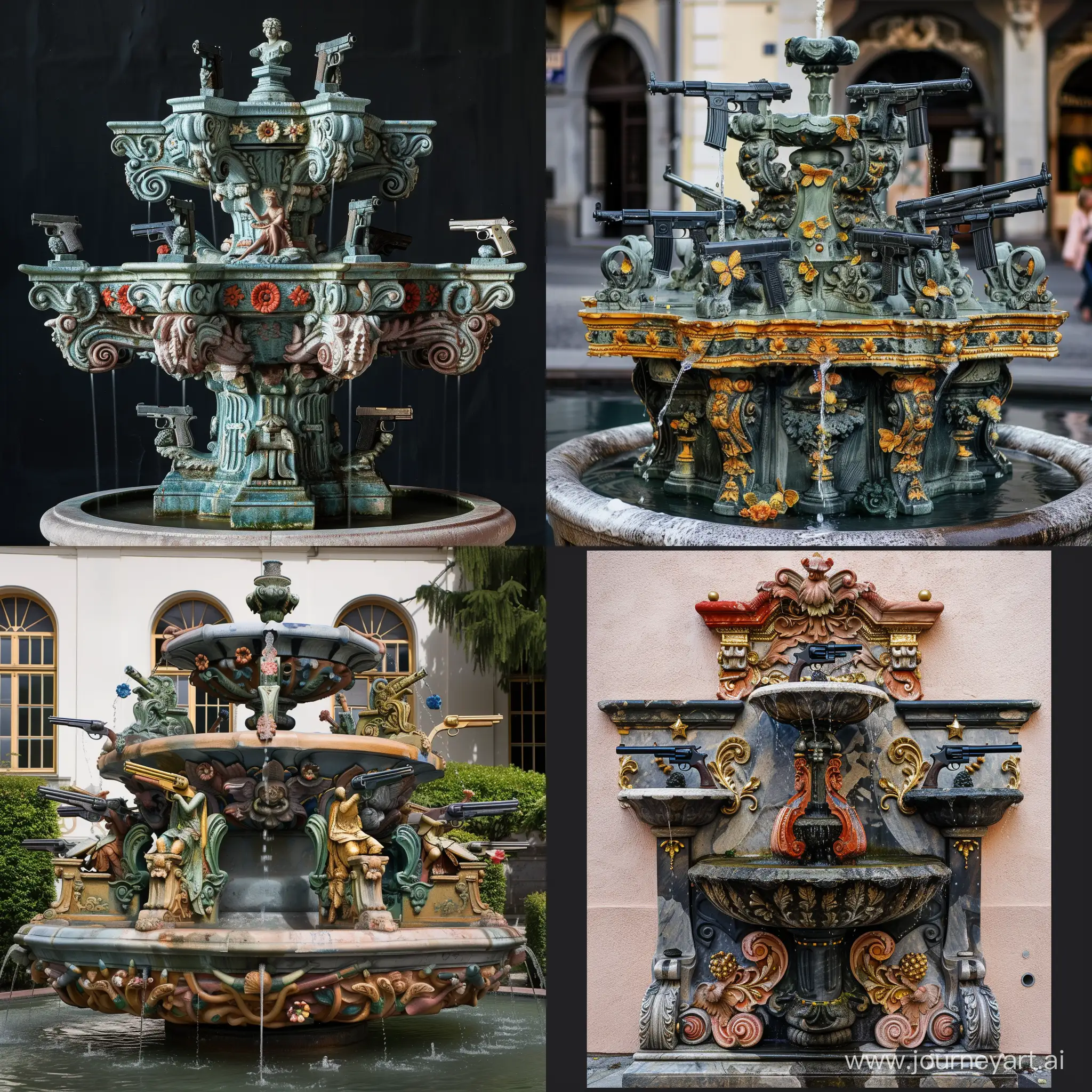 Baroque-Fountain-Decorated-with-Guns