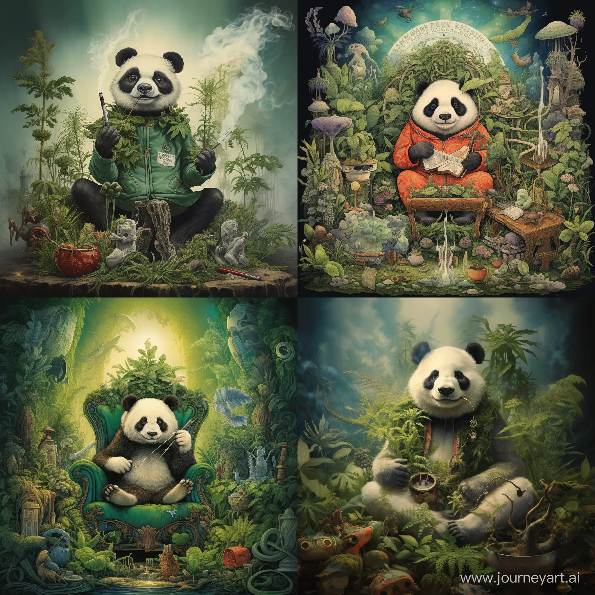 CannabisLoving-Panda-Relaxing-in-Garden-Society-Atmosphere