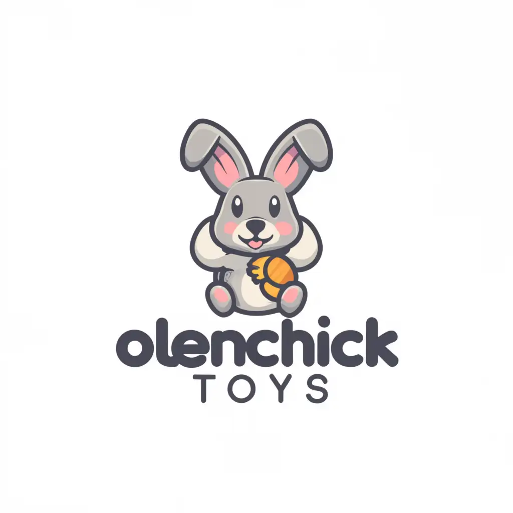 a logo design,with the text "Olenchick Toys", main symbol:Main symbol of the logo, a plushy rabbit,Moderate,be used in Home Family industry,clear background