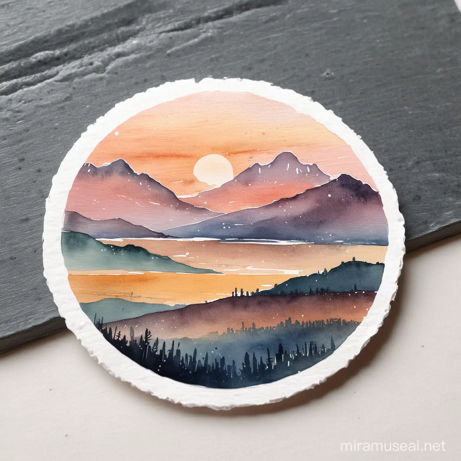 Watercolor painting wet on wet muted colors sticker round