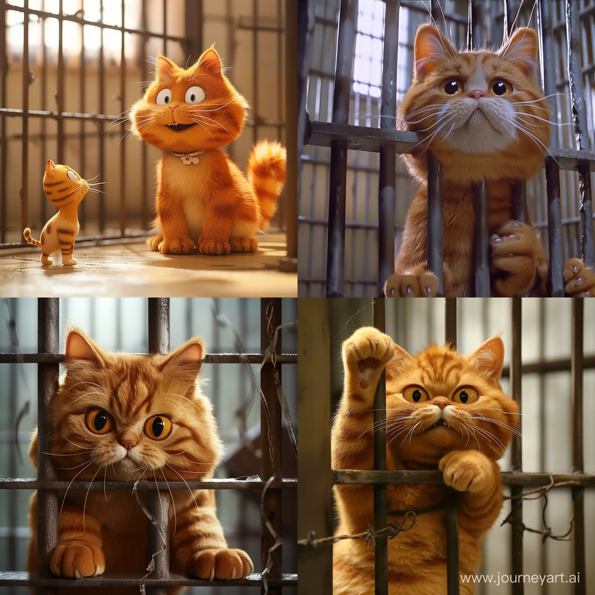 коту Гарфилду помогает сбежать из тюрьмы кошка 