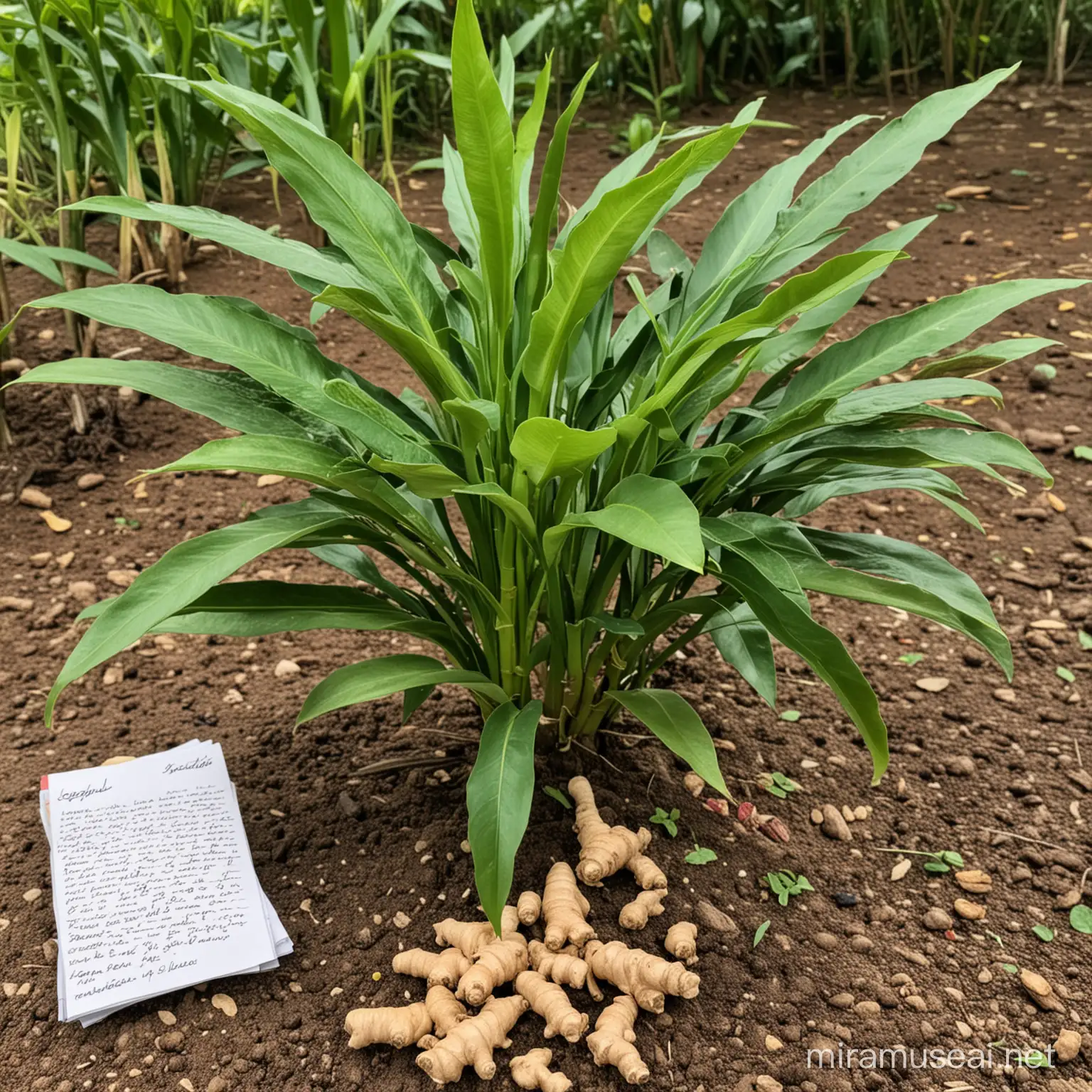 Medicinal Uses of Ginger Plant Illustrated with Inscriptions