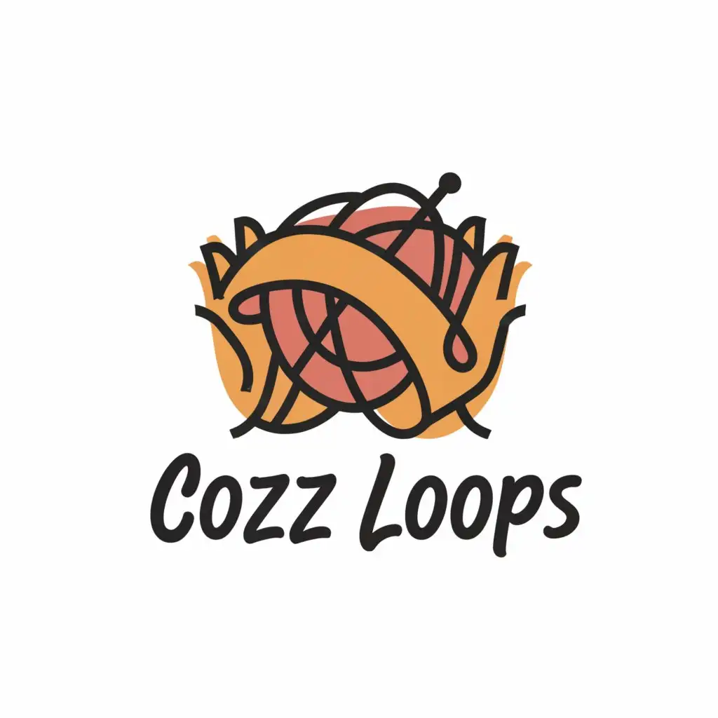 a logo design,with the text "Cozy loops", main symbol:Yarn, skein, blanket, hands and yarn,Moderate,clear background
